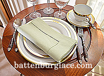 Mellow Green Hemstitch Dinner Napkins. 18"x18".